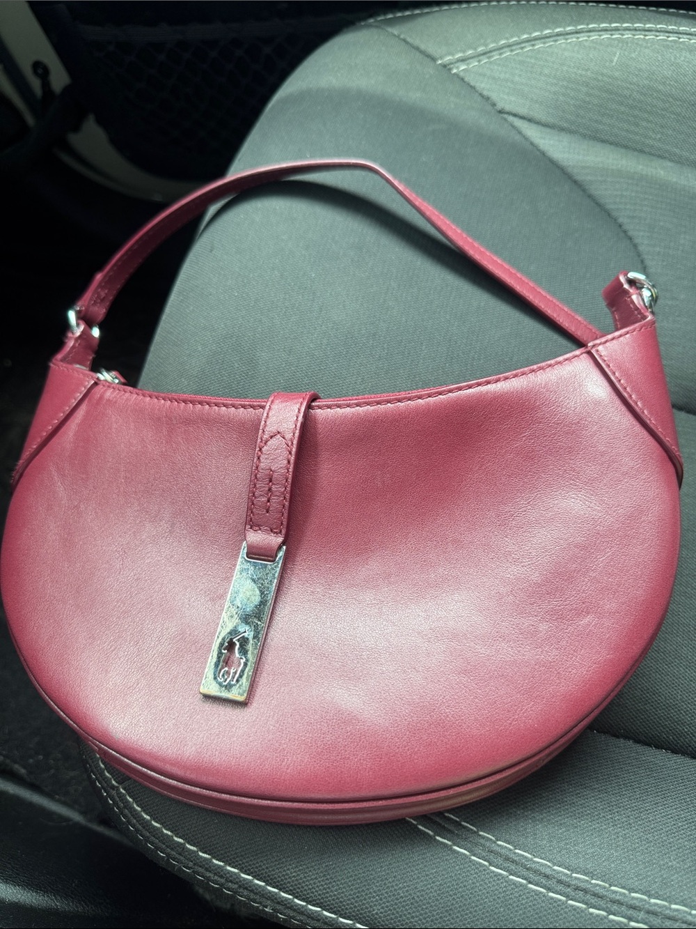 Polo by Ralph Lauren Burgundy Leather Shoulder Bag
